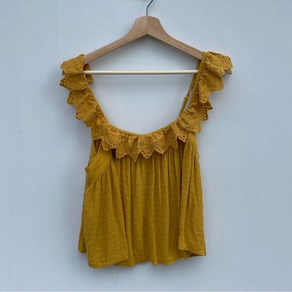 Altar’d State yellow tie back detail eyelet ruffle straps size medium - Picture 3 of 11